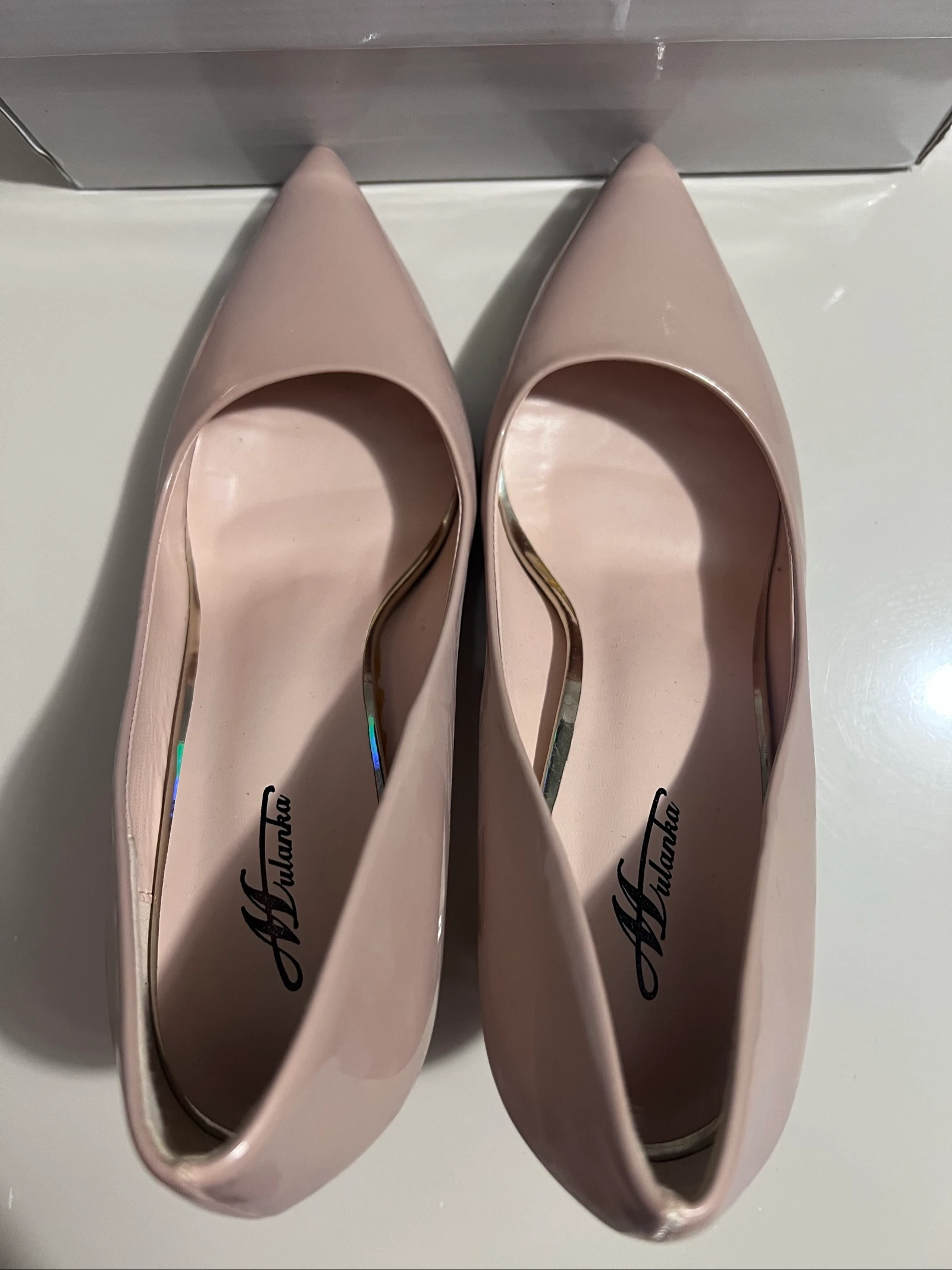 Título : Zapatos de tacón nude laca M. Lulanka – Puntera puntiaguda y tacón de bloque – Talla 40 (Excelente estado) – photo 2